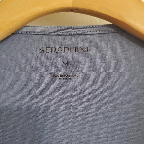 Seraphine Blue Skin to Skin Wrap Top Size M Cotton Maternity Nursing Bonding - Picture 10 of 14